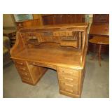SOLID OAK ROLL TOP DESK
