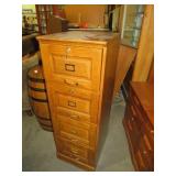 OAK FOUR DRAWER FILE CABINET W/KEY
