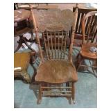 SOLID OAK SPINDLE BACK ROCKING CHAIR