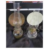 (2) EARLY AMERICAN OIL LAMPS WITH REFLECTORS