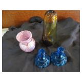 ART GLASS & MOON AND STARS CANDLE HOLDERS