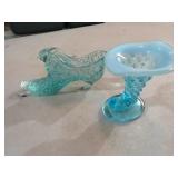 FENTON HOBNAIL SHOE AND VASE