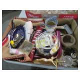 BOX OF POTTERY ANTIQUE ITEMS CANVAS SACK