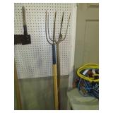 (2) WOOD HANDLE PITCH FORKS