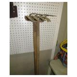 (2) FOUR PRONG METAL WOOD HANDLE RAKES