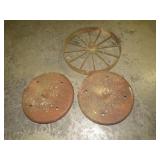 (2) WEIGHTED TRACTOR WHEEL HUBS & TRACTOR WHEEL