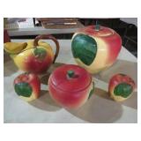 COLLECTION OF APPLE COOKIE JAR, SALT AND PEPPER