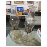 (2) VINTAGE OIL LAMPS W/STACK