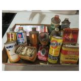 COLLECTION OF OLD METAL OIL CANS AND MISC.