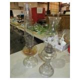 (2) VINTAGE OIL LAMPS W/STACKS ONE MARKED EAGLE