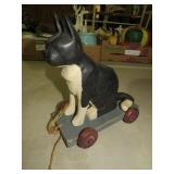 CARVED WOOD CAT PULL TOY