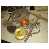 COLLECTION OF UTILITY BELT, SPOT LIGHT, AUGER