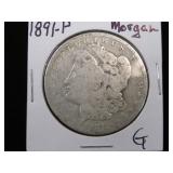 1891 P MORGAN SILVER DOLLAR 90% G