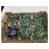 COLLECTION OF SHERBERT DISHES & BLUE GLASS DISH