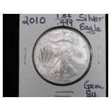 2010 1 OZ .999 SILVER EAGLE GEM BU