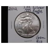 2012 1 OZ .999 SILVER EAGLE GEM BU