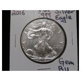 2016 1 OZ .999 SILVER EAGLE GEM BU