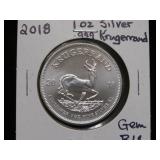 2018 1 OZ .999 SILVER KRUGERRAND GEM BU