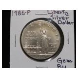1986 P LIBERTY SILVER DOLLAR 90% GEM BU