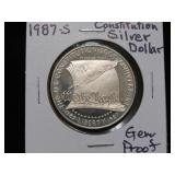 1987 S CONSTITUTION SILVER DOLLAR 90% GEM PROOF