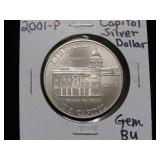 2001 P CAPITAL SILVER DOLLAR 90% GEM BU