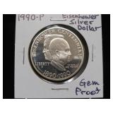 1990 P EISENHOWER SILVER DOLLAR 90% GEM PROOF