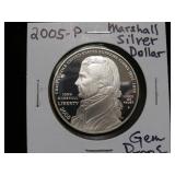 2005 P MARSHALL SILVER DOLLAR 90% GEM PROOF