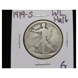 1919 S WALKING LIBERTY HALF DOLLAR 90% G