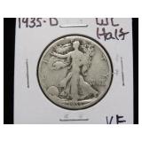 1935 D WALKING LIBERTY HALF DOLLAR 90% VF