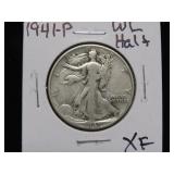1941 P WALKING LIBERTY HALF DOLLAR 90% XF
