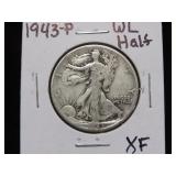 1943 P WALKING LIBERTY HALF DOLLAR 90% XF