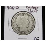 1906 O BARBER HALF DOLLAR 90% VG