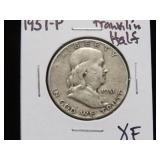 1951 P FRANKLIN HALF DOLLARS 90% XF