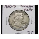1960 D FRANKLIN HALF DOLLARS 90% XF