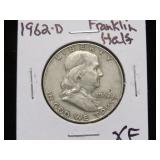1962 D FRANKLIN HALF DOLLARS 90% XF