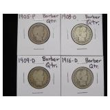 1905 P, 08 O, 09 D, 16 D BARBER QTR. 90%