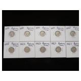 (10) MERCURY DIMES 90% VARIOUS DATES & MM