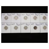 (10) MERCURY DIMES 90% VARIOUS DATES & MM