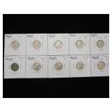 (10) ROOSEVELT DIMES 90% VARIOUS DATES & MM