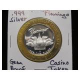 .999 SILVER FLAMINGO CASINO TOKEN GEM PROOF