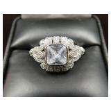 LADIES 925 SILVER WHITE SAPPHIRE RING SIZE 10.5