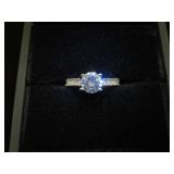 LADIES 925 SILVER WHITE SAPPHIRE RING SIZE 6