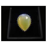 LADIES 925 SILVER YELLOW CHALCEDONY RING SIZE 7.5