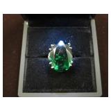 LADIES 925 SILVER CHROME DIOPSIDE RING SIZE 6.25