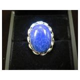 LADIES 925 SILVER BLUE SAPPHIRE RING SIZE 8.5