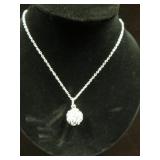 LADIES 925 SILVER 20" FILIGREE BALL NECKLACE