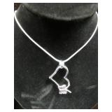 LADIES 925 SILVER 16" HEART W/BUTTERFLY NECKLACE