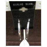 LADIES 925 SILVER LINK DESIGN HOOP EARRINGS
