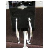 LADIES 925 SILVER TEARDROP HOOP EARRINGS