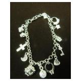LADIES 925 SILVER CHARM BRACELET
